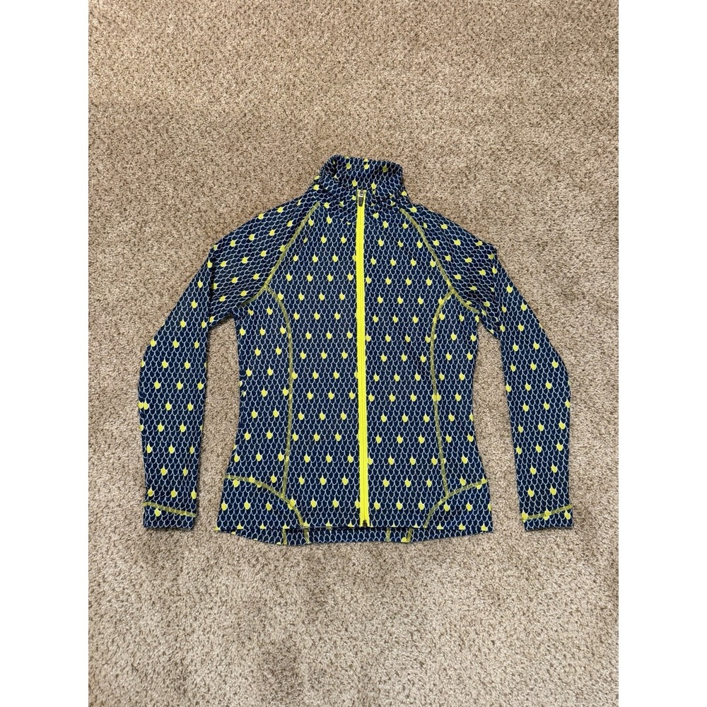 Peter Millar Wicking Full Zip Jacket Womens Small Blue Yellow Tennis UPF 50